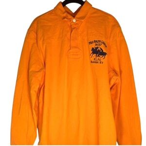 Ralph Lauren Men's No .67 RLPC Bleecker NY Vintage 90's Orange Polo Shirt Large